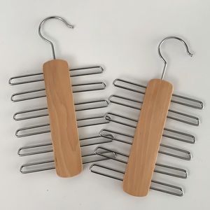 2 pieces - Tie/Belt Holder (wood and metal)